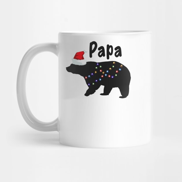 Papa Bear Shirt Christmas Pajamas Matching Santa Hat Lights by adrinalanmaji